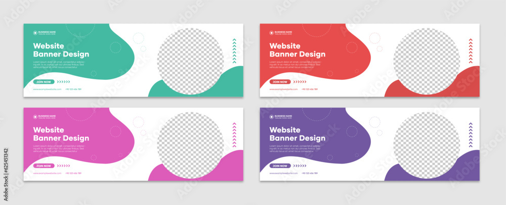 Wall mural set of web banner design templates for business promotion and marketing. colorful website banner des