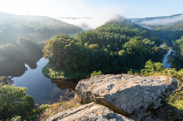 Panorama view of the meander of the Dyje River in National Park Podyjí Thaya Thayatal Czech Republic