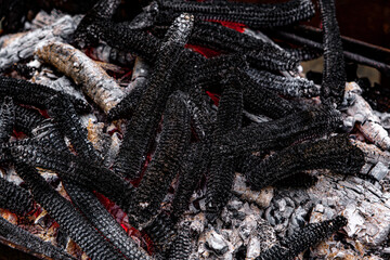 firewood,burning, fire,embers, in the stove