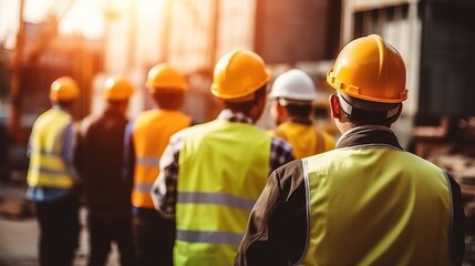  Engineer Technician Watching Team of Workers on High Steel Platform, 