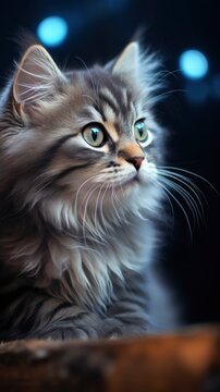 Fluffy tabby cat, phone wallpaper, portrait, photography 8K, AI generation