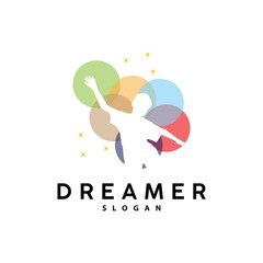 Dream Logo, Kid Dream Inspirational Design, Vector Reaching Star Fun Learning, Kids Dream Logo Templet