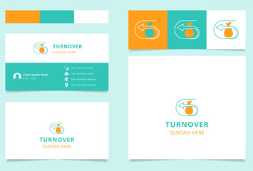 Turnover logo design with editable slogan. Branding book and business card template.