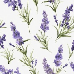 Vintage watercolor lavender seamless pattern