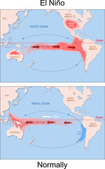 El Nino. world map - obrazy, fototapety, plakaty