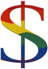 Fototapeten Digital Illustration Dollar currency symbol overlayed with the colours of the Rainbow flag © Richard