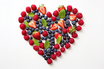 Heart healthy Mediterranean diet in heart-shape.
