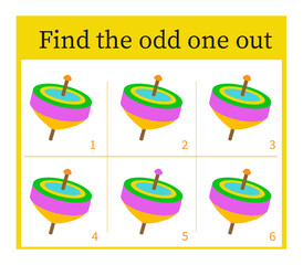 Game for kids. Task for development of attention and logic. Vector illustration of the whirligig.