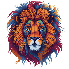 Fototapeta premium 2.Colorful Lion Face Illustration PNG format