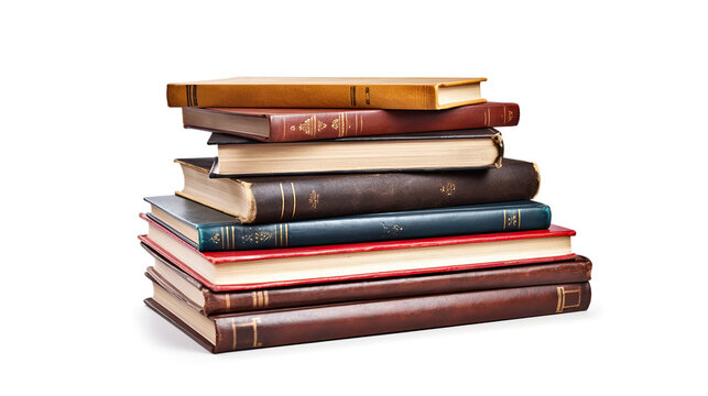 A stack of some books isolated on a white background