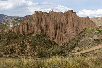 Scenic landscape at the viewpoint Muela del Diablo and the mountains surrounding the highest capital and vibrant city La Paz and El Alto in Bolivia