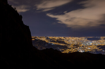 City lights of La Paz and El Alto, highest capital and vibrant city surrounded by the highest peaks...