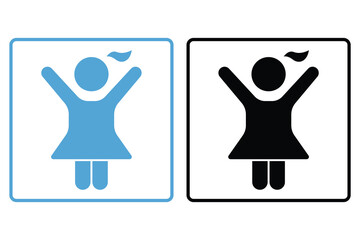 girl icon. icon related to sign children toilet, dressing room children, bathroom children. Solid icon style design. Simple vector design editable