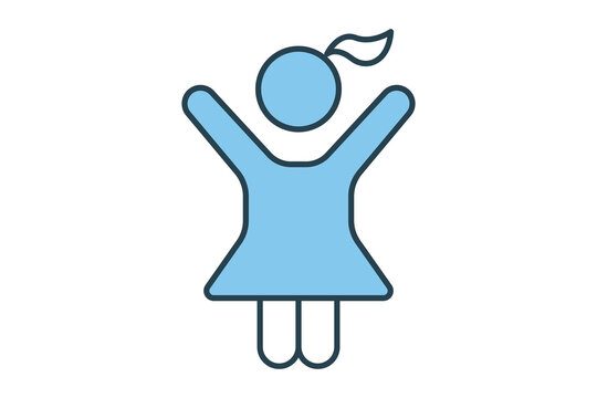 girl icon. icon related to sign children toilet, dressing room children, bathroom children. Flat line icon style design. Simple vector design editable