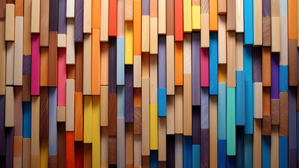 Multicolor pencils stored in wooden boxes, exhibiting both pattern and abstract geometric patterns