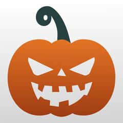 Halloween pumpkin flat icon. Vector orange symbol on white background. Isolated illustration.