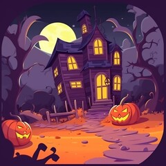 Fototapeta na wymiar Halloween Spooky Creepy Cartoon Background