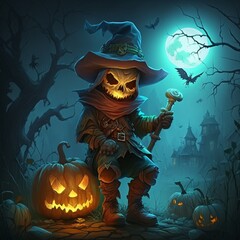 Fototapeta premium Halloween Spooky Creepy Cartoon Background