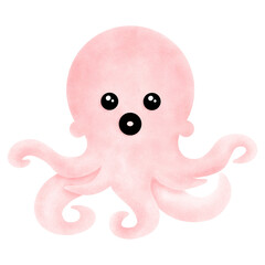 an octopus with a pink face and eyes