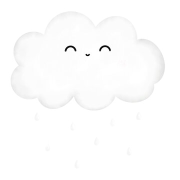 a cartoon cloud with a smiley face