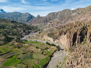 Aerial view of the beautiful Palca Canyon, a natural sight in the surroundings of La Paz, Bolivia - Traveling South America