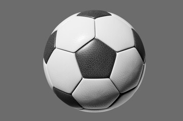 leather soccer ball, close up, clipping path, 3D render