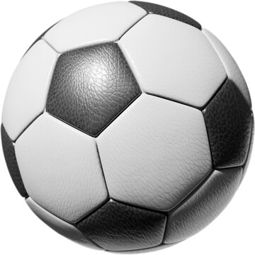 leather soccer ball, close up, 3D render