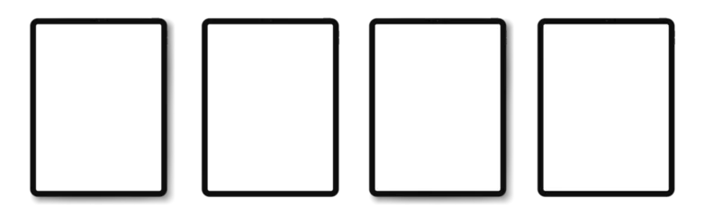 Foto op Canvas Mockup of a tablet screen. Social media promotion. Advertising on a smartphone display. Device front view. 3D smart pad with shadow. © Irina Shats