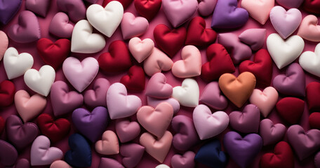 Fabric hearts beating with emotions hearts
