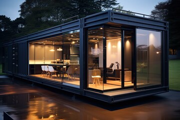 A commonly seen example of a contemporary mobile home container image - obrazy, fototapety, plakaty