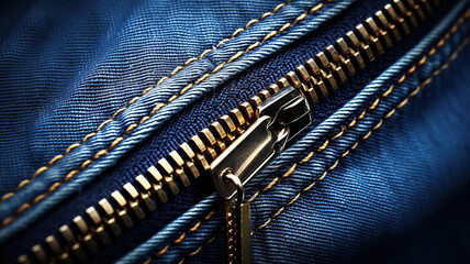 Close-up of a zipper at the bottom of jeans