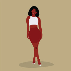 Afro black woman in elegant art style vector