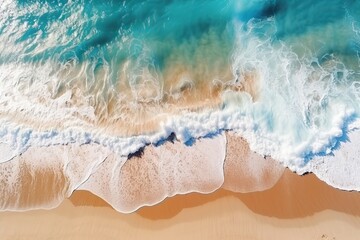 Fototapeta na wymiar Ocean waves on the beach as a background. Top view. 
