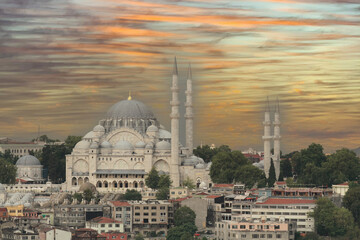 Fototapeta na wymiar Bird's eye view of Istanbul from Galata tower