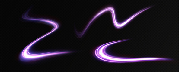 neon multicolored glowing swirl. The effect of moving at the speed of light. Easy trail. Shiny wavy path. Vector.