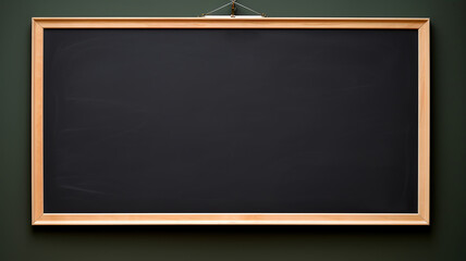 The blackboard is placed against a green wall