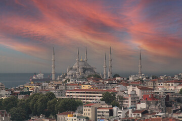 Fototapeta na wymiar Bird's eye view of Istanbul from Galata tower