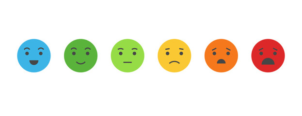Pain measurement scale, icon set of emotions from happy to crying