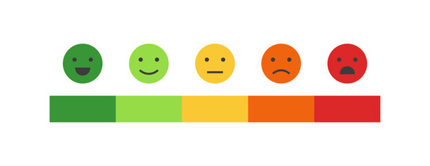 Reviews or rating scale with emoji representing different emotions - 625479955