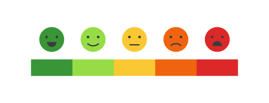 Reviews or rating scale with emoji representing different emotions