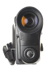 Old video camera isolated on white
