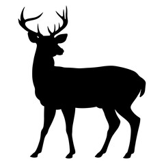 Deer silhouette. Side view. Vector illustration