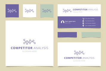 Fototapeta na wymiar Competitor analysis logo design with editable slogan. Branding book and business card template.