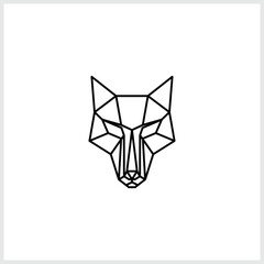 geometric Wolf head line logo design vector.Abstract luxury wolf head vector monogram logo design template