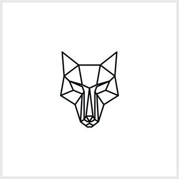 geometric Wolf head line logo design vector.Abstract luxury wolf head vector monogram logo design template