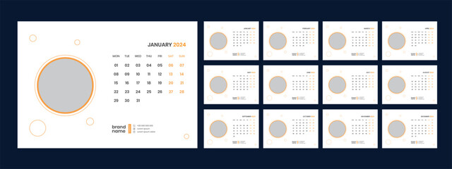 desk calendar 2024 template design