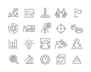 Business Strategy Icons - Vector Line. Editable Stroke.