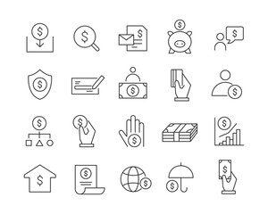 Finance Icon - Vector Line. Editable Stroke.