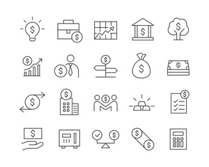 Finance Icon - Vector Line. Editable Stroke.