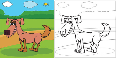 Fototapeta na wymiar Puppy coloring pages,Dog coloring pages, Coloring Book Page with Dog, Coloring page outline of a cute dog,Animal Coloring page for Kids Children stock vector illustration